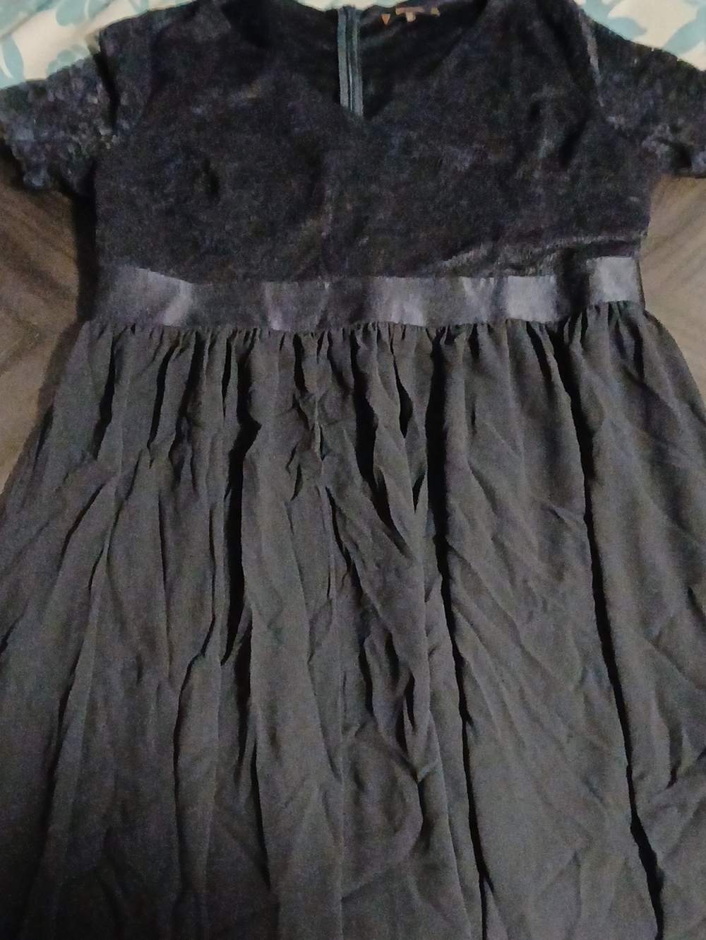 Miusol Navy Lace Bodice Chiffon Skirt Party Dress